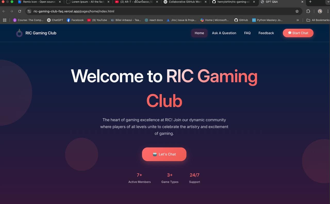 RIC Gaming Club FAQ Chatbot